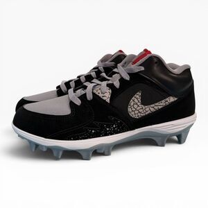 Nike Jordan Stadium 90 Low TD Black Cement Football Cleats HQ0210-060 size 10